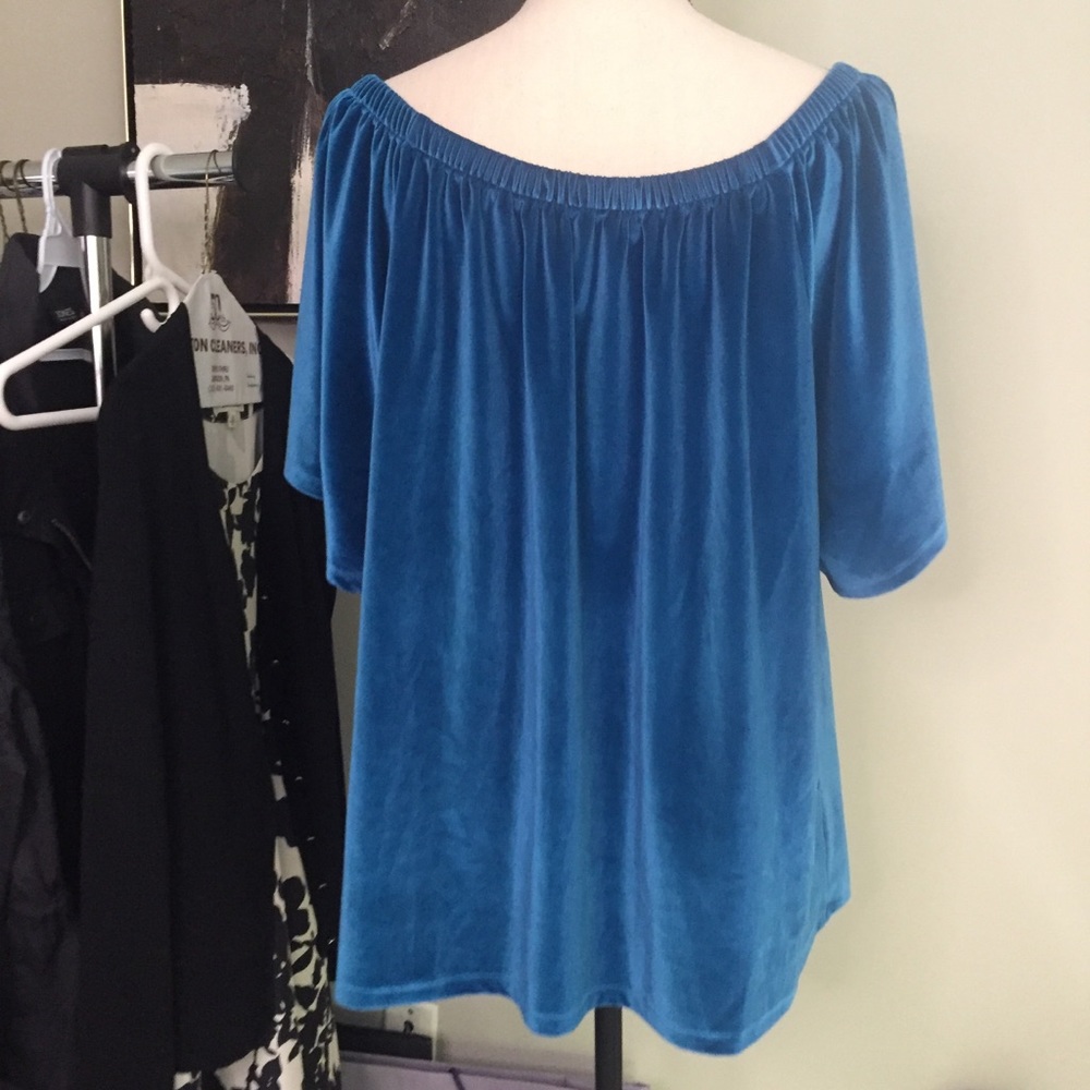 Octavia Teal Velvet Drip Shoulder Top, size XXL - Picture 3 of 6